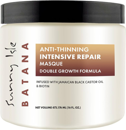 Produse pentru par - Masca intens reparatoare pentru par subtire, Batana Anti-Thinning cu ulei jamaican de ricin negru, 473 ml, Sunny Isle