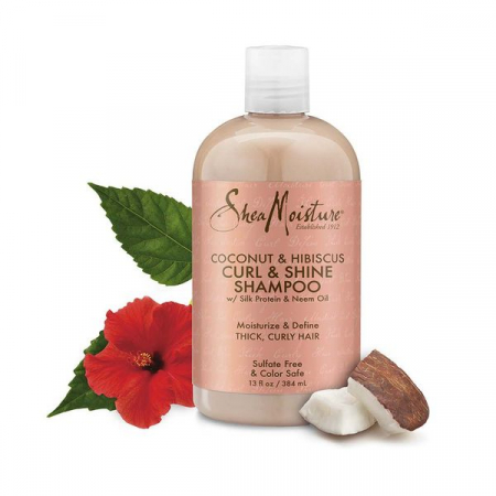 Sampoane - Sampon pentru stralucirea buclelor cu hibiscus si nuca de cocos, Shea Moisture, 384ml