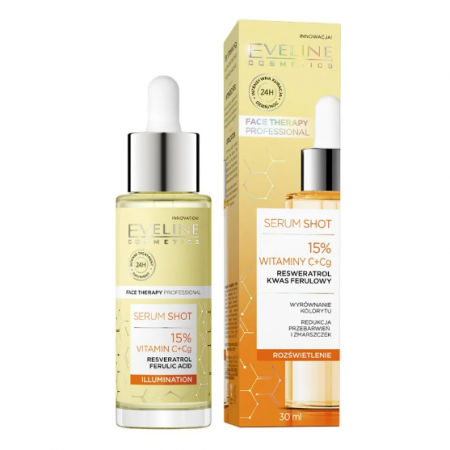 Seruri faciale - Ser facial iluminare cu Vitamina C + Cg Eveline Cosmetics 30ml