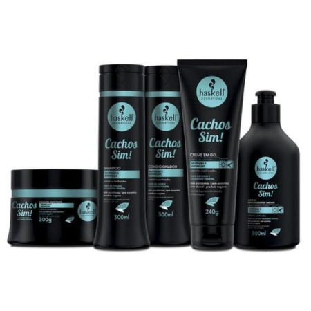 Produse pentru par - Set ingrijire par cret 5 produse,Cachos Sim, Haskell (Sampon 300+Balsam 300+Masca 300+Activator/Memorizator 300 ml+Gel 240 g)