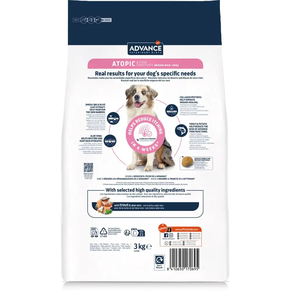 ADVANCE Dog Atopic Derma Care Medium/Maxi, Hrana Uscata Caini Adulti cu Pastrav 12 kg [2]
