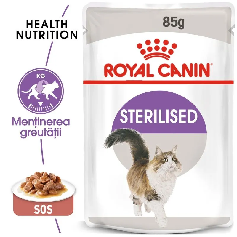 Royal Canin Sterilised Adult Cat, Hrana Umeda Pisici Adulte Sterilizate (in sos), 12 x 85 g [3]
