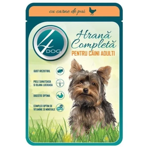 PROMOȚII - 4DOG Pui, Hrana Umeda Caini Adulti (in sos), 100 g