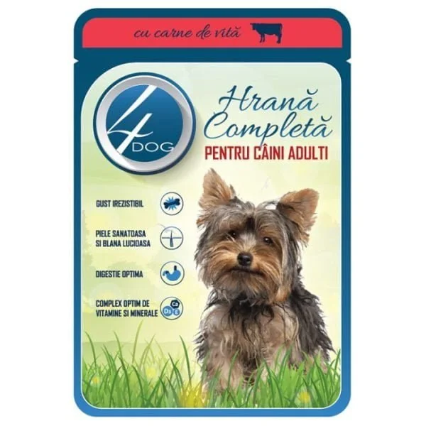 PROMOȚII - 4DOG Vită, Hrana Umeda Caini Adulti (in sos), 100 g