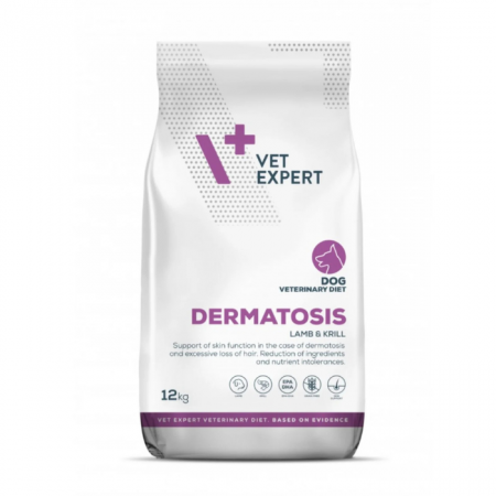 Hrană dietetică uscată câini - 4T Dermatosis Dog Miel si Krill, Hrana Uscata Caini Adulti, 12 kg