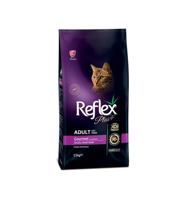 Hrană uscată pisici - REFLEX Plus Adult Cat Gourmet Multicolor , Hrana uscata pisici adulte, Cu Pui, 15kg