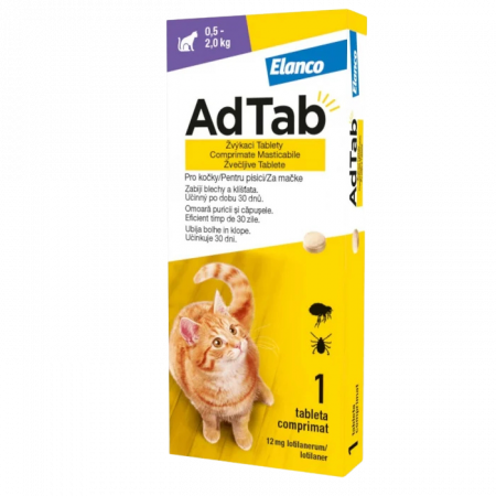PROMOȚII - AdTab Cat 12 mg (0.5 - 2 kg), Antiparazitar Extern Pisici