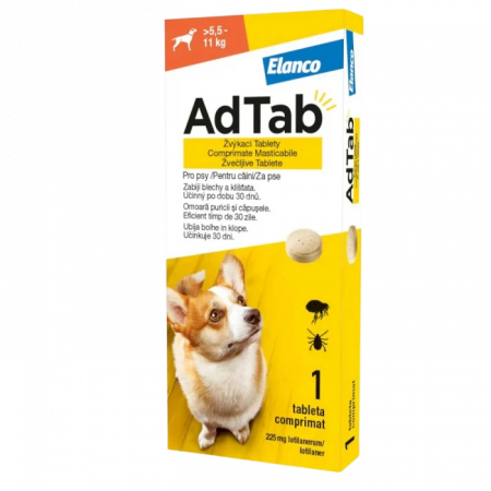 PROMOȚII - AdTab Dog 225 mg (5.5 - 11 kg), Antiparazitar Extern Caini