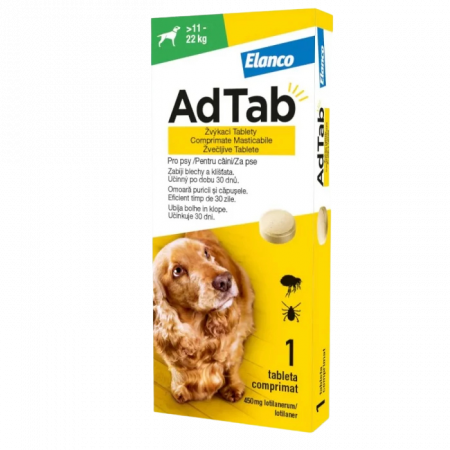 PROMOȚII - AdTab Dog 450 mg (11 - 22 kg), Antiparazitar Extern Caini