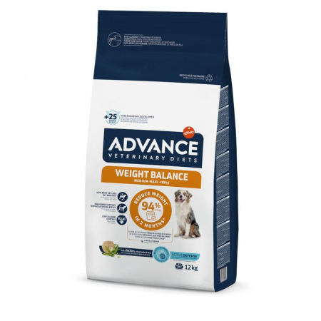 Hrană dietetică uscată câini - ADVANCE Adult Dog Weight Balance Medium/Maxi, Hrana Uscata Caini Adulti (Controlul Greutatii), 12 kg