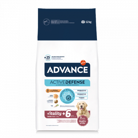 Hrană uscată câini - ADVANCE Dog Senior Maxi +6, Hrana Uscata Caini Seniori Talie Mare, 12 kg
