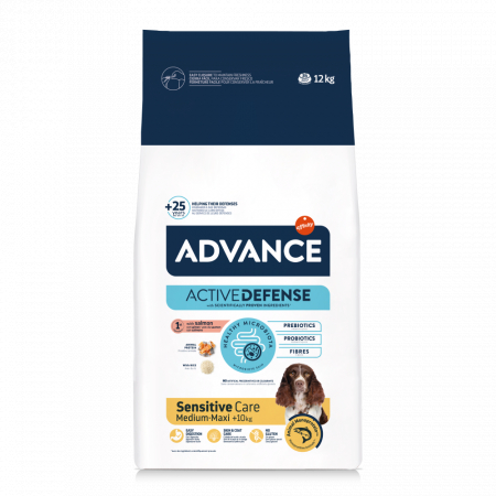 Hrană uscată câini - ADVANCE Dog Sensitive Care Medium/Maxi Somon si Orez, Hrana Uscata Caini Adulti, 12 kg