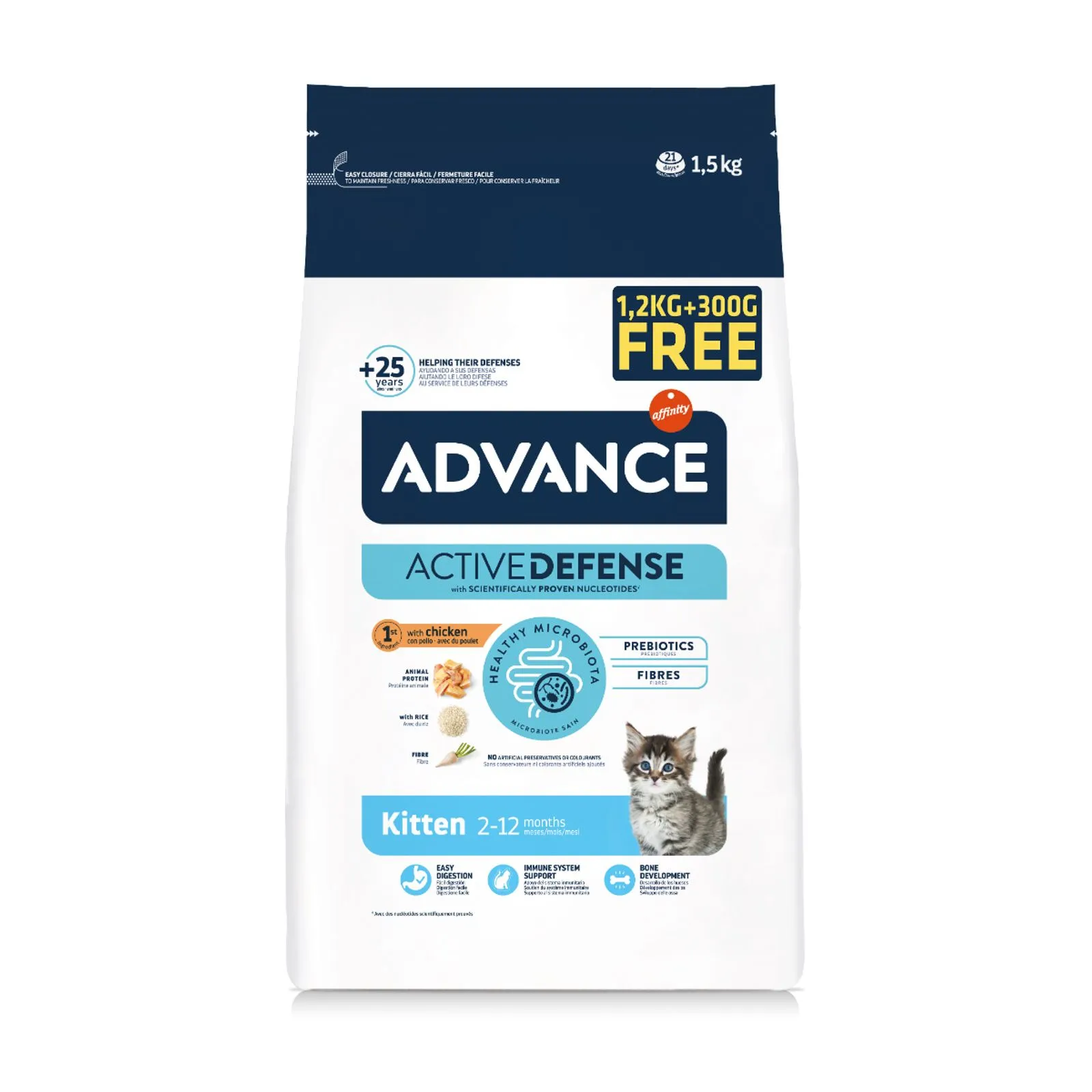 Hrană uscată pisici - ADVANCE Kitten, Hrana Uscata Pisici Junior, 1.2kg + 300g kg GRATIS