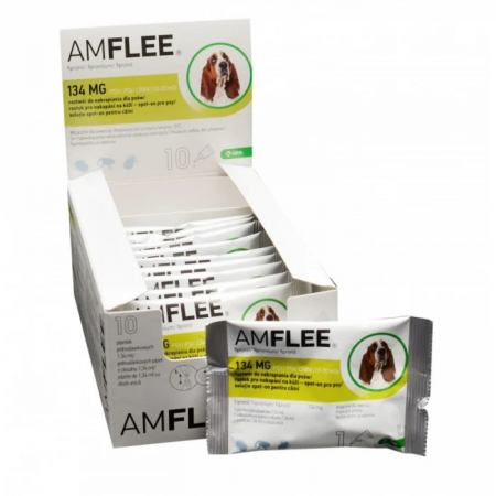 Antiparazitare Interne si Externe - AMFLEE 134 mg, Soluţie Antiparazitara Spot-on pentru Câini 10-20 kg - 1 pipeta