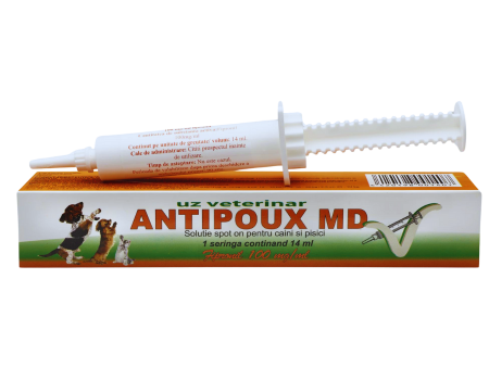 CÂINI - ANTIPOUX MD - Solutie Antiparazitara Externa Caini si Pisici 14ml