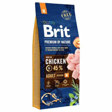 Hrană uscată câini - Brit Premium By Nature Adult M, Hrana Uscata Caini Adulti Talie Medie, 15 kg