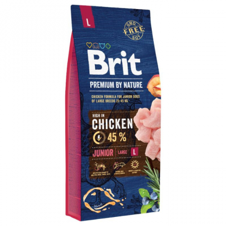 Hrană uscată câini - Brit Premium By Nature Junior L, Hrana Uscata Caini Junior Talie Mare, 15 kg