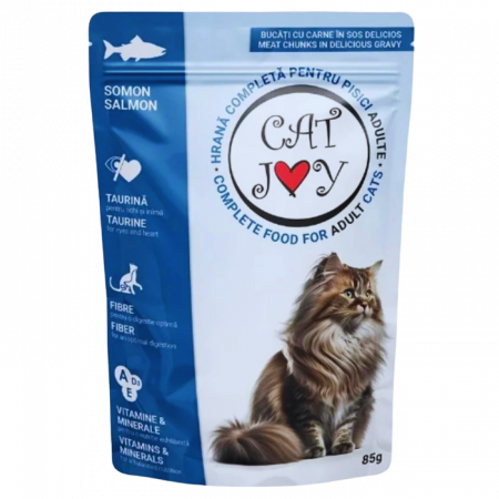 Hrană umedă pisici - CAT JOY, Hrană Umedă Pisici Adulte, Somon, 85 g