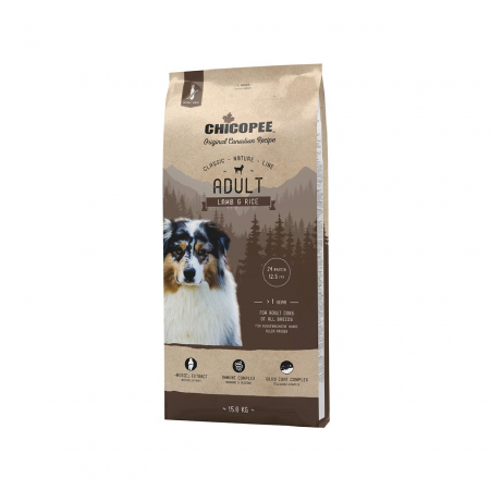 Hrană uscată câini - Chicopee Classic Nature Line Adult Miel si Orez, Hrana Uscata Caini Adulti, 15 Kg