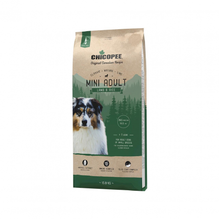 Hrană uscată câini - Chicopee Classic Nature Line Mini Adult Miel si Orez, Hrana Uscata Caini Adulti Talie Mica, 15 Kg