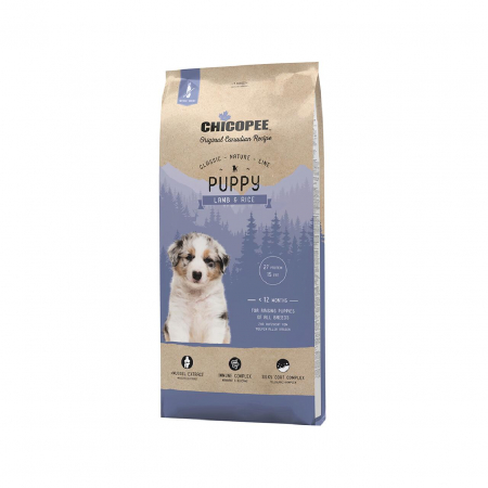 Hrană uscată câini - Chicopee Classic Nature Line Puppy Miel si Orez, Hrana Uscata Caini Junior, 15 kg