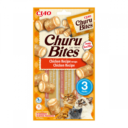 Recompense și Snack-uri - Churu Bites, Pernute Umplute cu Pui, 3 x 10 g (EU724)