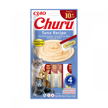 Recompense și Snack-uri - Churu, Recompensa Cremoasa cu Ton, Pisici Senior, 4 x14 g (EU693)