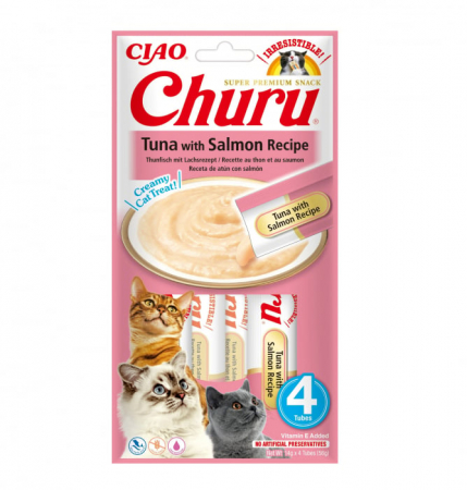 Recompense și Snack-uri - Churu, Recompensa Cremoasa cu Ton si Somon, 4 x14 g (EU106)
