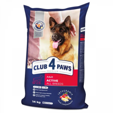 Hrană uscată câini - CLUB 4 PAWS Adult Dog All Breeds Active, Hrana Uscata Caini Adulti Toate Rasele, 14 kg