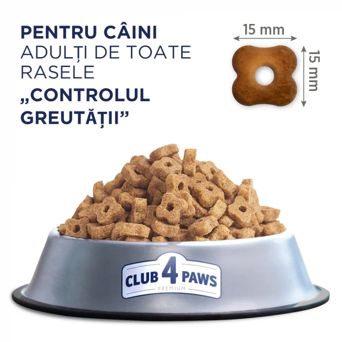 CLUB 4 PAWS Adult Dog All Breeds Light,  Hrana UscatăaCaini Adulti Toate Rasele (Controlul greutatii), 14 kg [1]