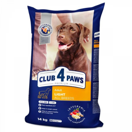 Hrană uscată câini - CLUB 4 PAWS Adult Dog All Breeds Light,  Hrana UscatăaCaini Adulti Toate Rasele (Controlul greutatii), 14 kg