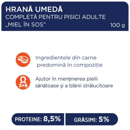 CLUB 4 PAWS Adult Cat Hrană Umedă cu Miel 100g [1]