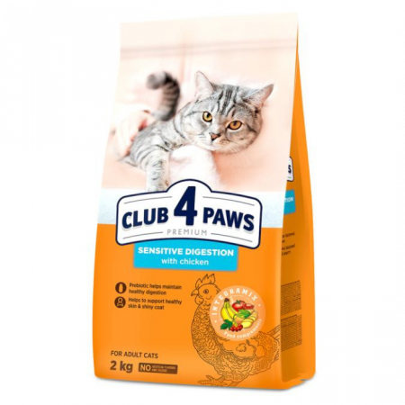 PISICI - CLUB 4 PAWS Adult Cat Sensitive Digestion, Hrana Uscata Pisici Adulte Digestie Sensibila, 2 kg