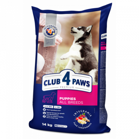 Hrană uscată câini - CLUB 4 PAWS Puppies All Breeds,  Hrana Uscata Caini Junior Toate Rasele, cu Pui, 14 kg