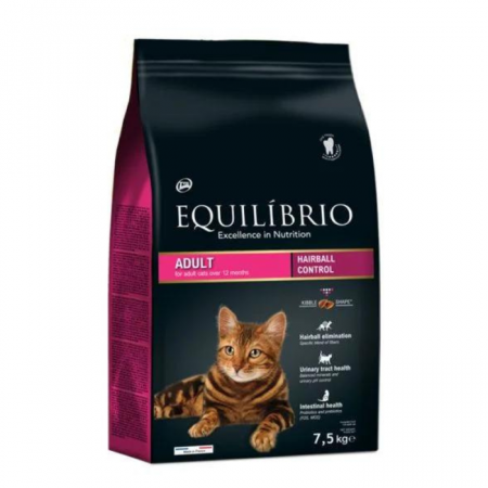 Hrană uscată pisici - Equilibrio Adult Cat Hairball Control 7.5 kg