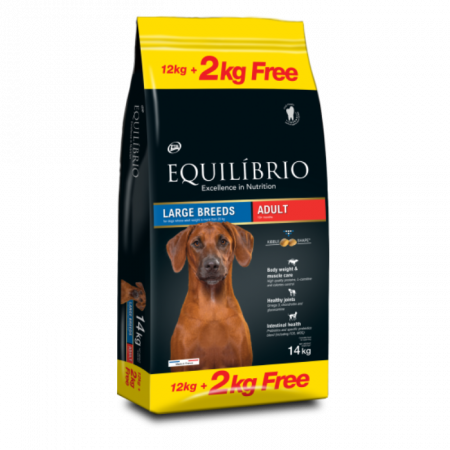 PROMOȚII - Equilibrio Adult Large Breeds, Hrană Uscată Câini Adulți Talie Mare, 12+2 kg GRATIS
