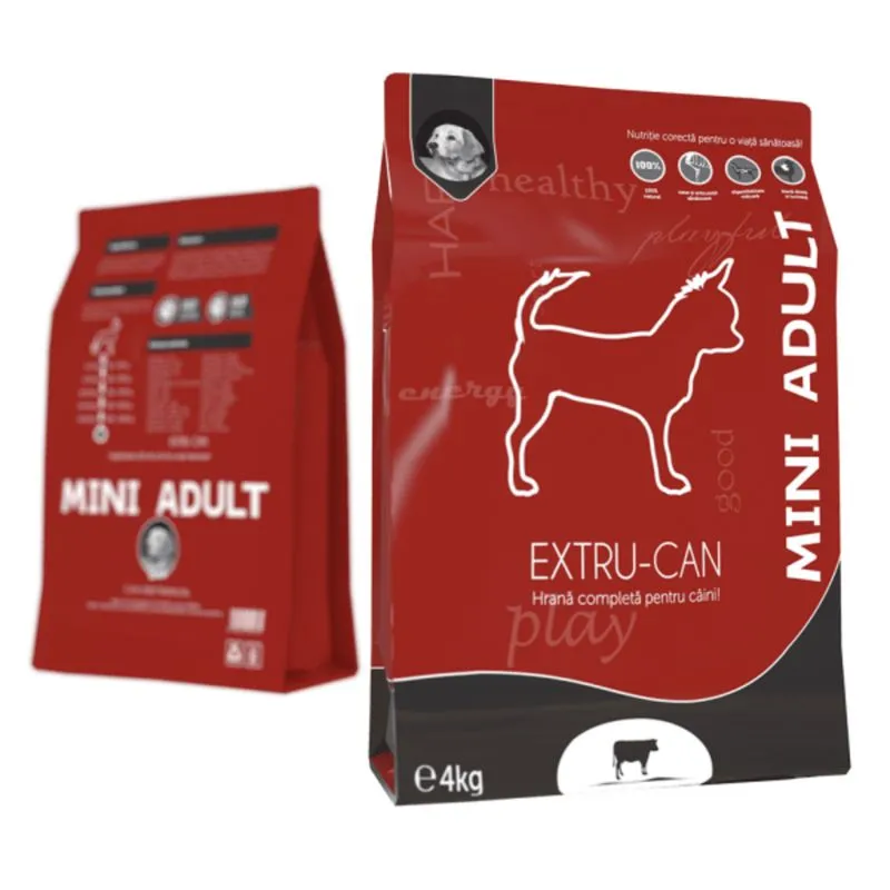 Hrană uscată câini - Extru-Can Mini Adult Vita, Hrana Uscata Caini Adulti Talie Mica, 4 Kg