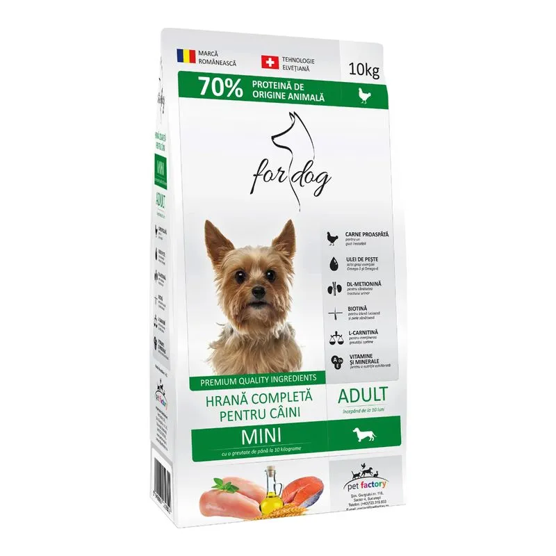 Hrană uscată câini - For Dog Mini Adult, Hrana Uscata Caini Adulti Talie Mica, 10 kg