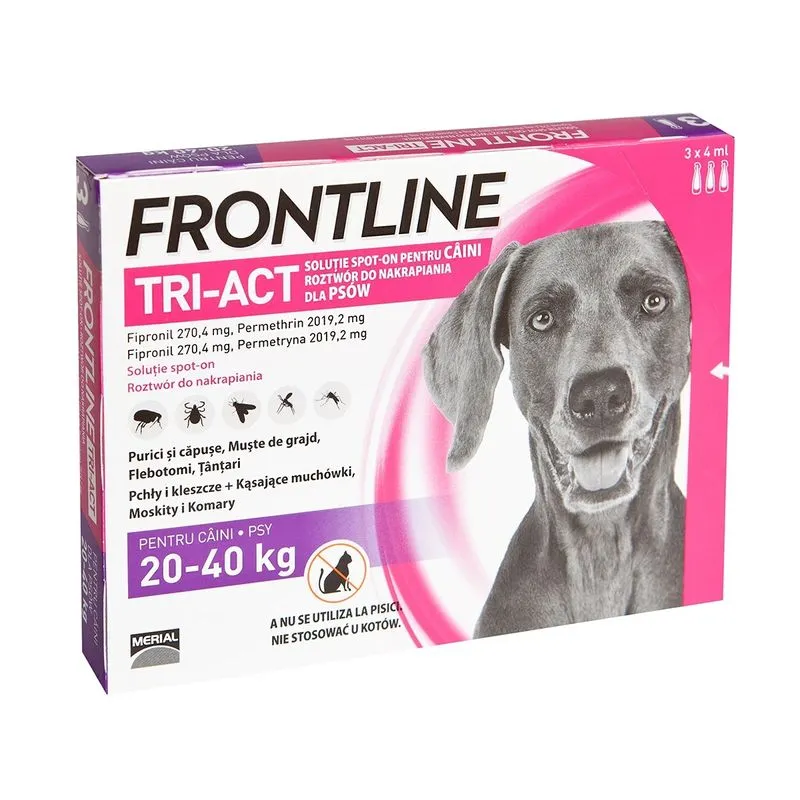 Antiparazitare Interne si Externe - Frontline Tri-Act Spot On Caine 20-40 Kg, Solutie Antiparazitara, 1 Pipeta