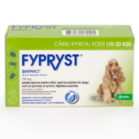 Antiparazitare Interne si Externe - Fypryst Dog M 134 mg (10-20 kg), 3 pipete