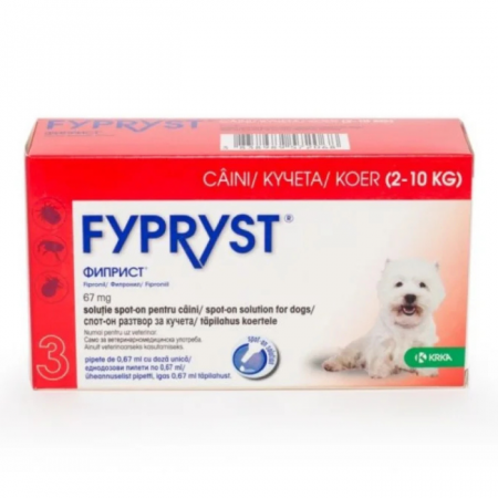 Antiparazitare Interne si Externe - Fypryst Dog S 67mg (2 - 10 kg), 3 pipete