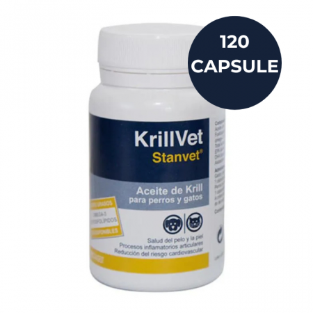 Dermatologice - KrillVet, Supliment Alimentar Piele si Blana, Caini si Pisici, 120 capsule