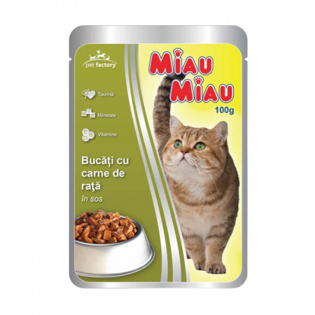 PROMOȚII - Miau Miau Rata, Hrana Umeda Pisici Adulte (in sos), 100g