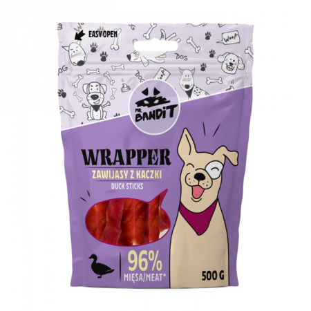 Recompense și Snack-uri - Mr. Bandit Wrapper Duck Sticks, Recompense pentru Caini, Rata, 500g
