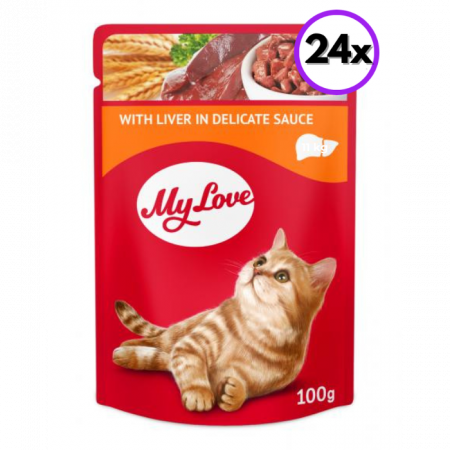 Hrană umedă pisici - MY LOVE Hrana Umeda Pisici Adulte cu Ficat 100g