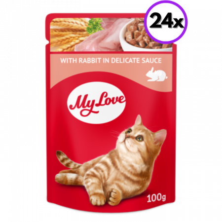 Hrană umedă pisici - MY LOVE Hrana Umeda Pisici Adulte cu Iepure 100g