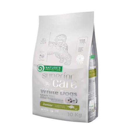 NATURES PROTECTION Superior Care White Dogs Small & Mini Junior Grain Free, Peste Alb, 10 kg [1]