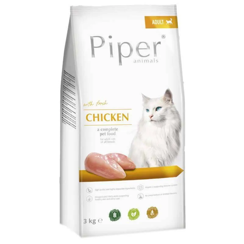 Hrană uscată pisici - Piper Animals Adult Cat Pui, Hrana Uscata Pisici Adulte Fara Cereale, 3 kg