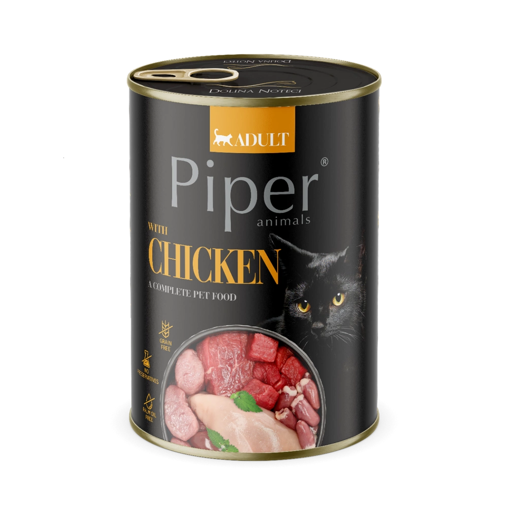 Hrană umedă pisici - Piper Animals Adult Cat Pui, Conserva Hrana Umeda Pisici Adulte, 400g