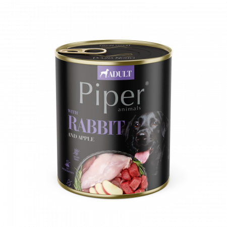 CÂINI - Piper Animals Adult Dog Iepure si Mar, Conserva Hrana Umeda Fara Cereale Caini Adulti, 800 g